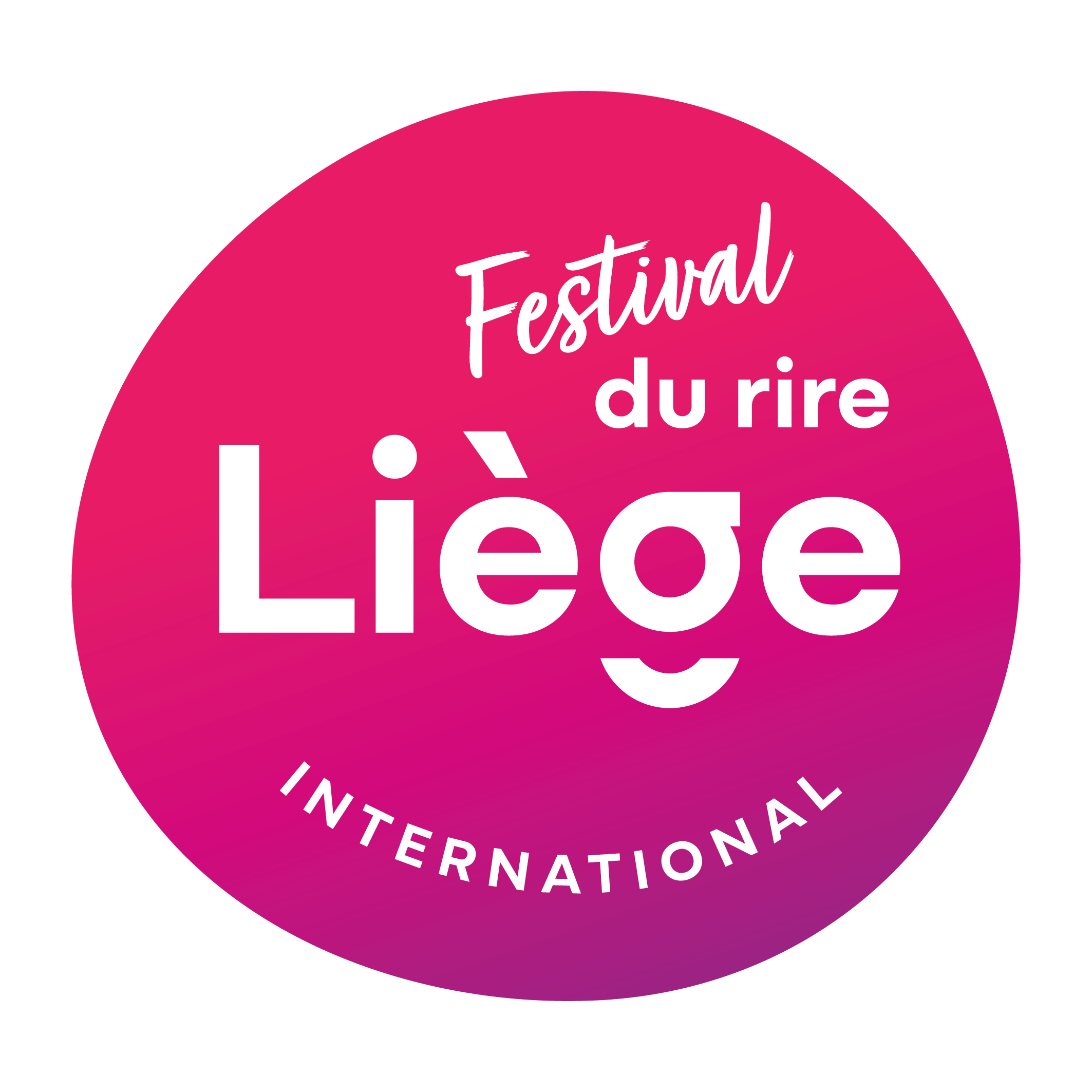 Logo rose sur fond blanc du Festival International du Rire de Liège